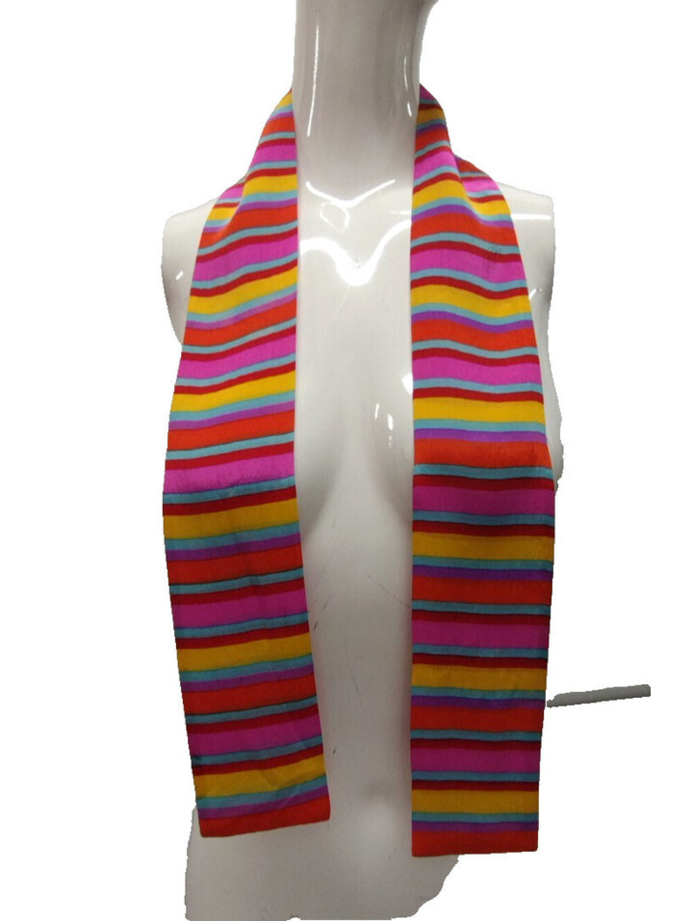 Vintage Liz Claiborne Multicolor Silk Scarf Rainbow Rare Size Long Skinny Slim - Picture 2 of 11
